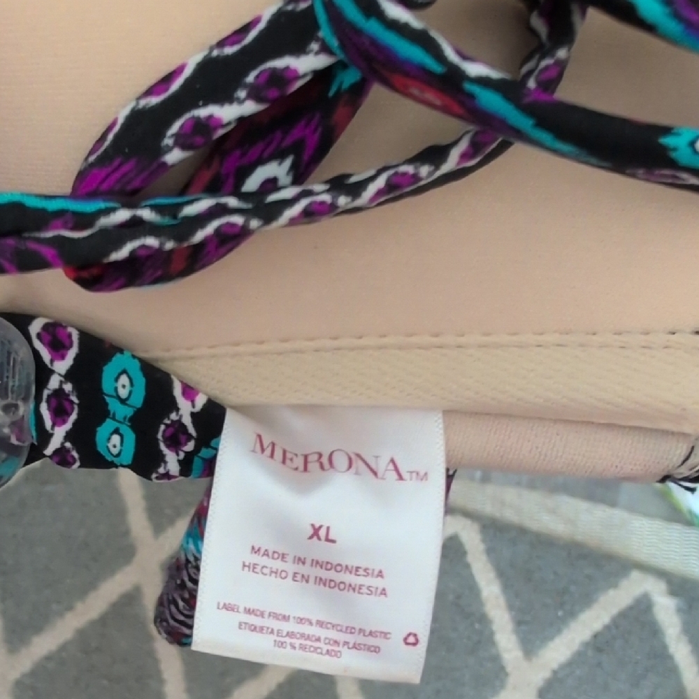 Merona Blue and Purple Tankini Top - Picture 2 of 4